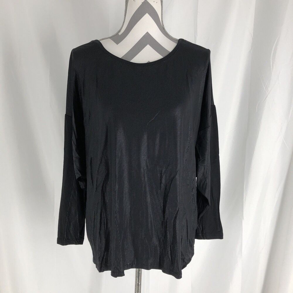 Lynn Ritchie Silver Womens Black long Sleeve Athletic Top Large